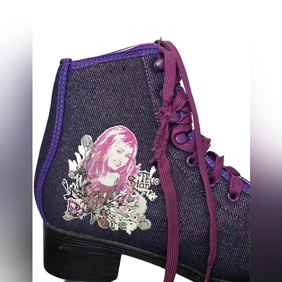 Vintage Disney Hannah Montana Ice Figure Skates Girls 6 Purple Glitter - Picture 7 of 11